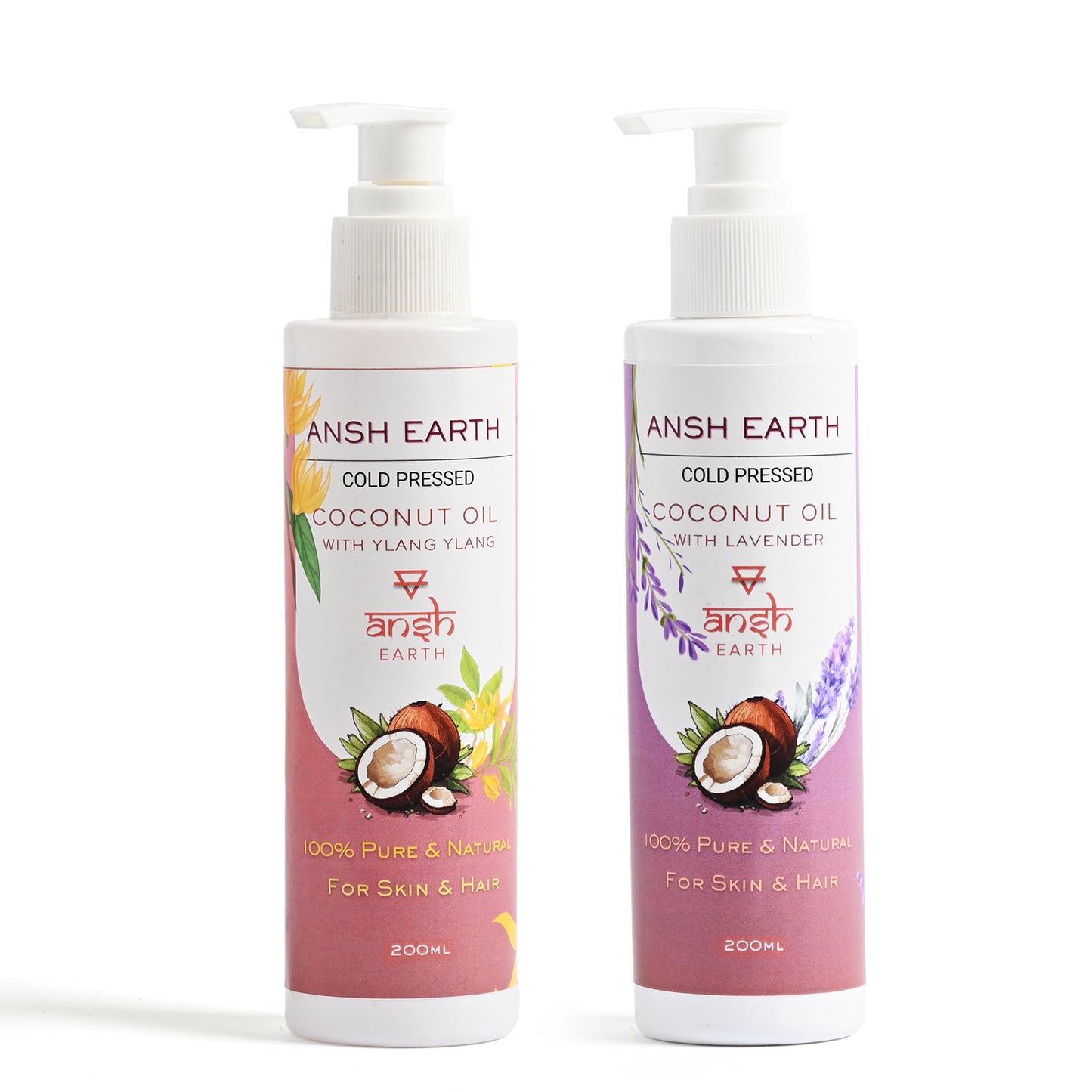 Ansh Earth Cold-Pressed Coconut Oil – Pack of 2 (Lavender & Ylang Ylang)
