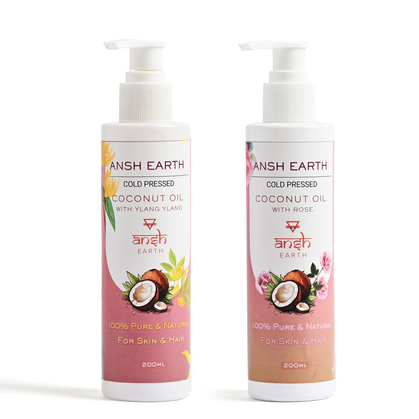 Ansh Earth Cold-Pressed Coconut Oil – Pack of 2 (Ylang Ylang & Rose)