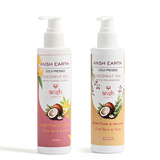 Ansh Earth Cold-Pressed Coconut Oil – Pack of 2 (Ylang Ylang & Palmarosa)