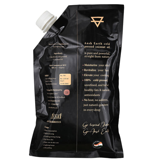 Ansh Earth Cold Pressed Virgin Coconut Oil (600 ml)