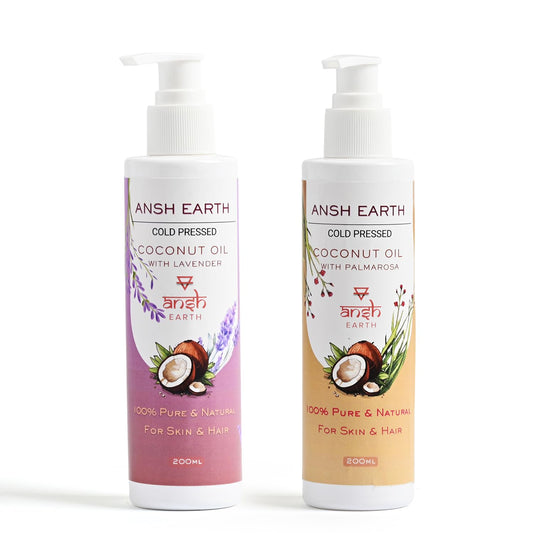 Ansh Earth Cold-Pressed Coconut Oil – Pack of 2 (Palmarosa & Lavender)