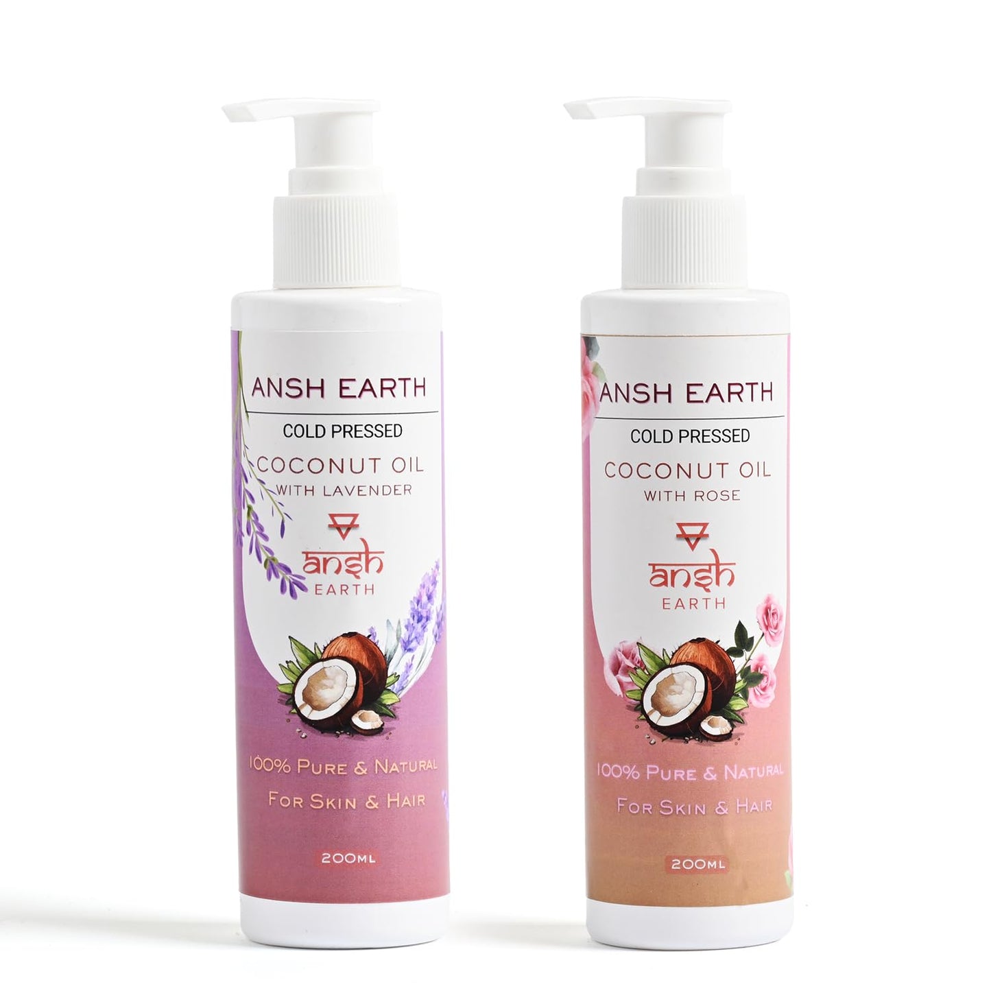 Ansh Earth Cold-Pressed Coconut Oil – Pack of 2 (Lavender & Rose )